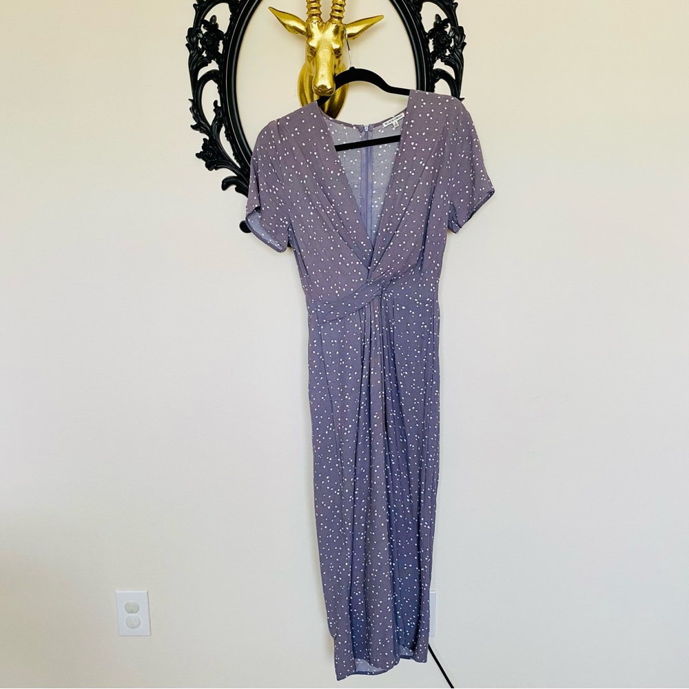 Black Swan Periwinkle with White Polka Dots Cropped Jumpsuit